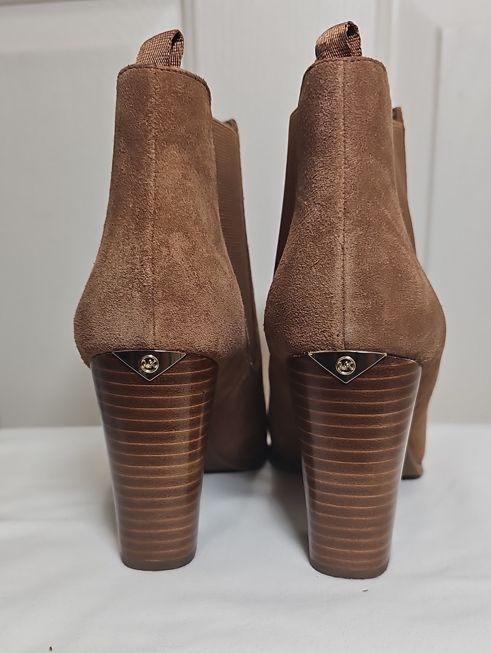 Michael Kors Lotti Suede Block Heel Ankle Booties - Brown - Picture 7 of 13